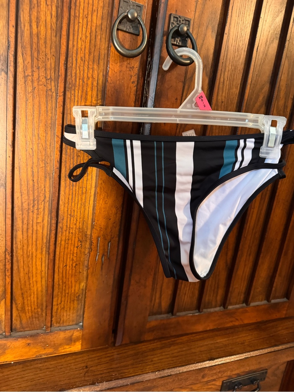 Cupshe Black, White & Teal Striped One-Piece Swim Bottom